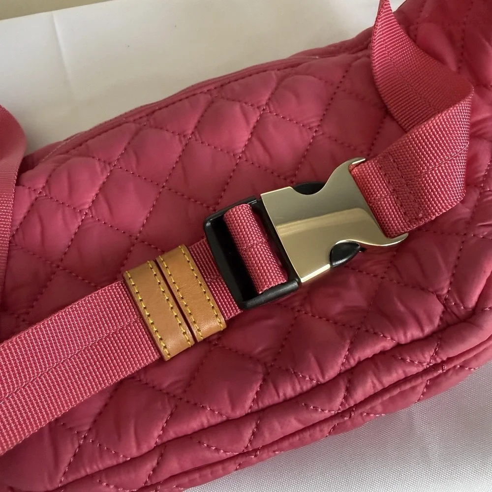 MZ Wallace Zinnia Pink Metro Quilted Sling Fanny Pack Belt Bag Handbag Purse